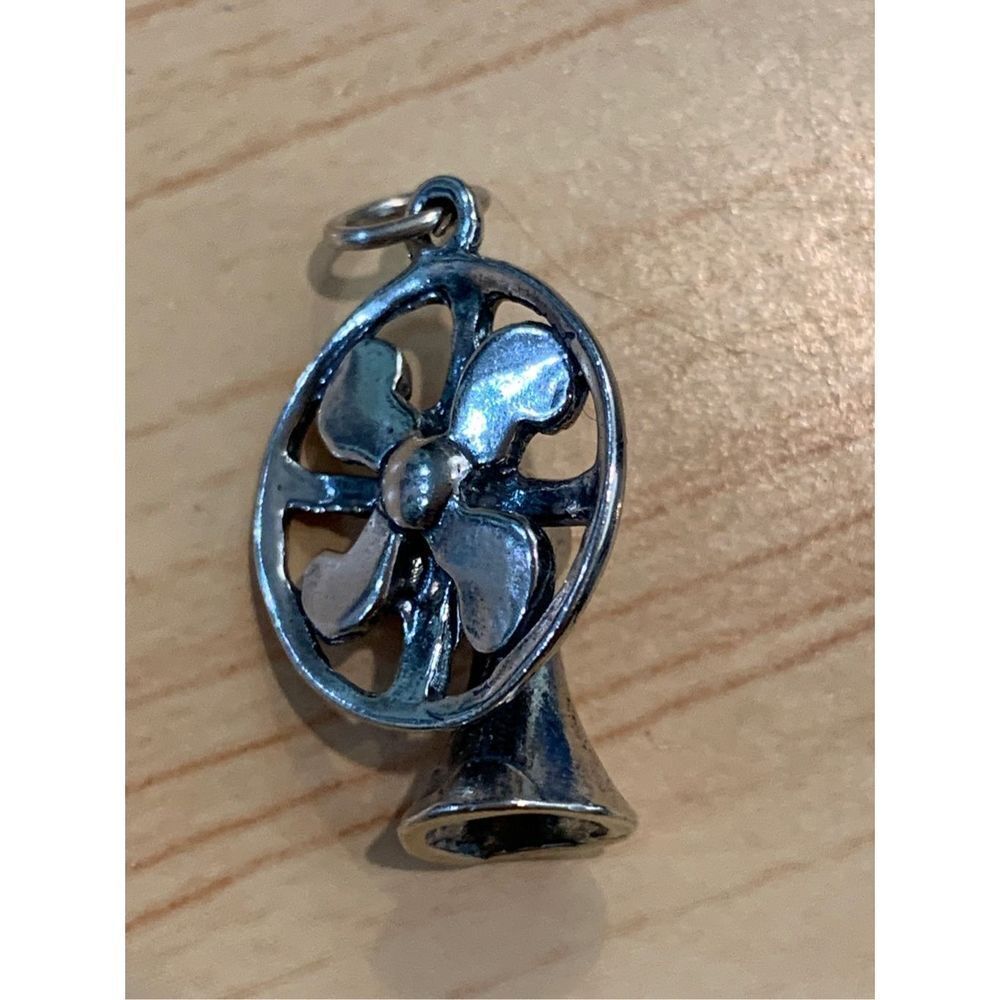 Vintage Table Fan Sterling Silver Jewelry Charm #retro